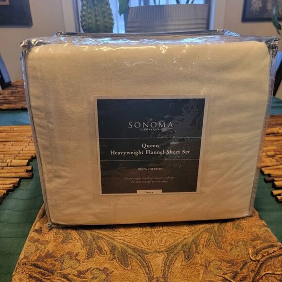 Brand New Sonoma IVORY QUEEN Size Flannel Sheet - Picture 1 of 5